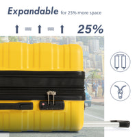 Luggage With Tsa Lock Spinner Wheels Hardside Expandable Luggage Travel Suitcase Check In Luggage Abs 24" Yellow Abs