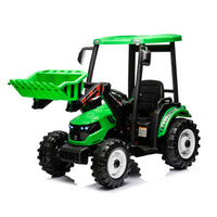 24V Kids Ride On Tractor, Kids' Ride On Car Toys Battery Powered Excavator Electric Vehicles With Trailer, Digger For Toddlers Green Green Plastic
