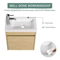 Bathroom Vanity With Single Sink,18 Inch For Small Bathroom Excluding Faucets Light Teak 1 Bathroom Wall Mounted Modern Plywood