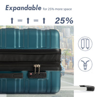 Luggage With Tsa Lock Spinner Wheels Hardside Expandable Luggage Travel Suitcase Check In Luggage Abs 24" Antique Blue Green Abs