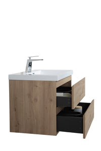 30'' Wall Mounted Bathroom Vanity In Natural Wood Natural Wood Mdf