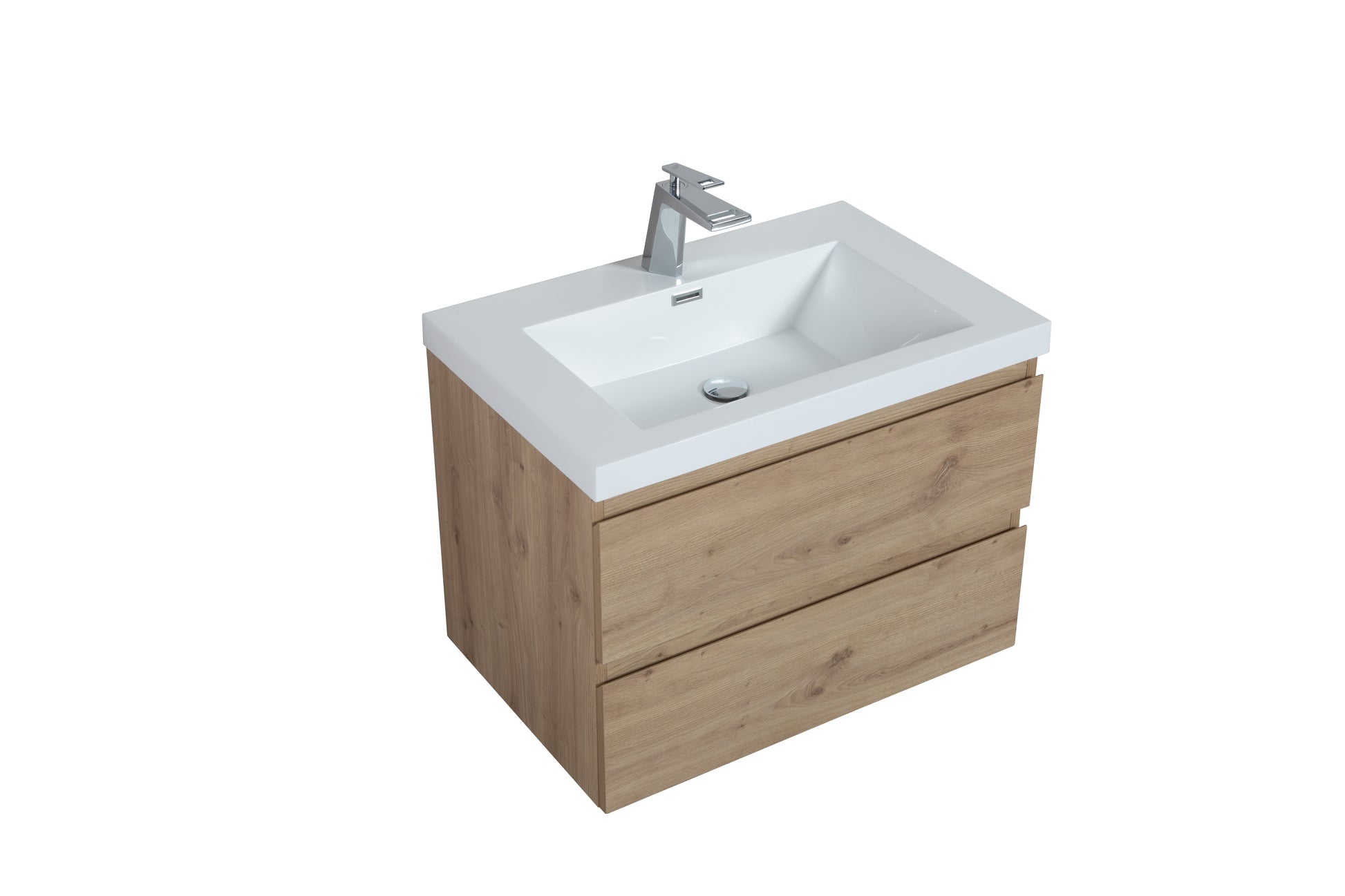 36'' Wall Mounted Bathroom Vanity In Natural Wood Natural Wood Melamine