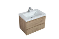 30'' Wall Mounted Bathroom Vanity In Natural Wood Natural Wood Mdf