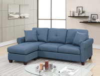 2 Pcs Sectional In Blue Blue Fabric