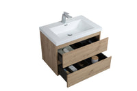 36'' Wall Mounted Bathroom Vanity In Natural Wood Natural Wood Melamine