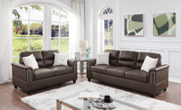 2 Pcs Sofa Set In Espresso Espresso Leather