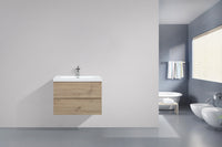 36'' Wall Mounted Bathroom Vanity In Natural Wood Natural Wood Melamine