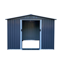 Outdoor Storage Shed 8 X 6 Ft Large Metal Tool Sheds, Heavy Duty Storage House With Sliding Doors With Air Vent For Backyard Patio Lawn To Store Bikes, Tools, Lawnmowers Dark Grey Dark Grey Rectangular None Garden & Outdoor Modern Year Round Use Anchored