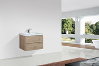 36'' Wall Mounted Bathroom Vanity In Natural Wood Natural Wood Melamine