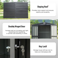 Outdoor Storage Shed 5.7X3 Ft,Metal Outside Sheds&Outdoor Storage Galvanized Steel,Tool Shed With Lockable Double Door For Patio,Backyard,Garden,Lawn 5.7X3Ft, Black Black Metal