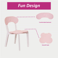 Kids Table And Chair Set, 3 Piece Toddler Table And Chair Set, Plastic Children Activity Tablefor Reading,Preschool,Drawing,Toddler,Playroom White Pink Pink Plastic