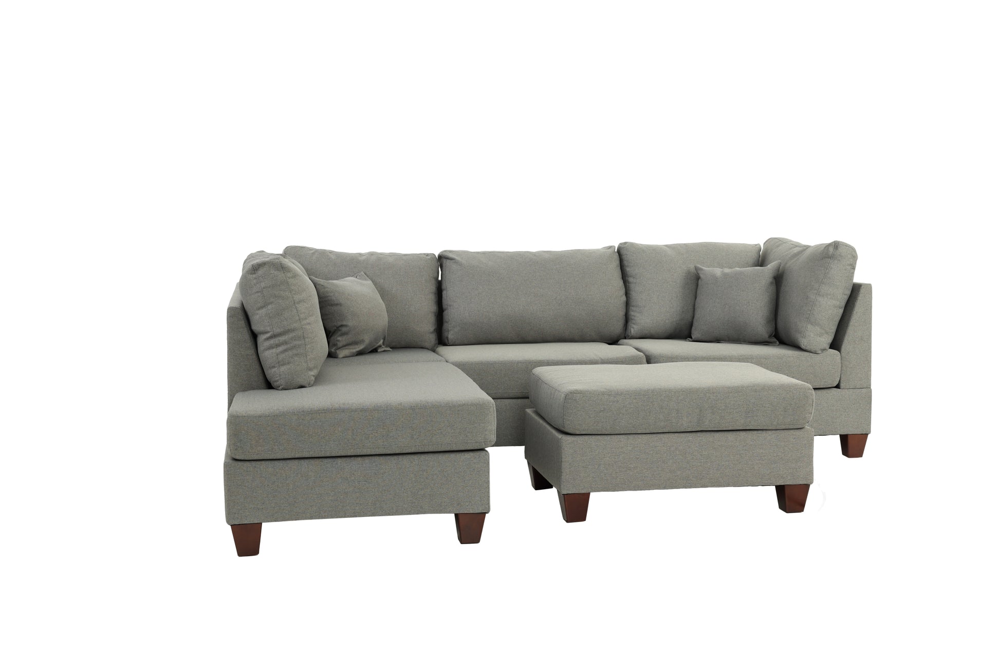 3 Pc Sectional In Gray Gray Fabric