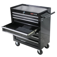 7 Drawers Multifunctional Tool Cart With Wheels Black Black Steel