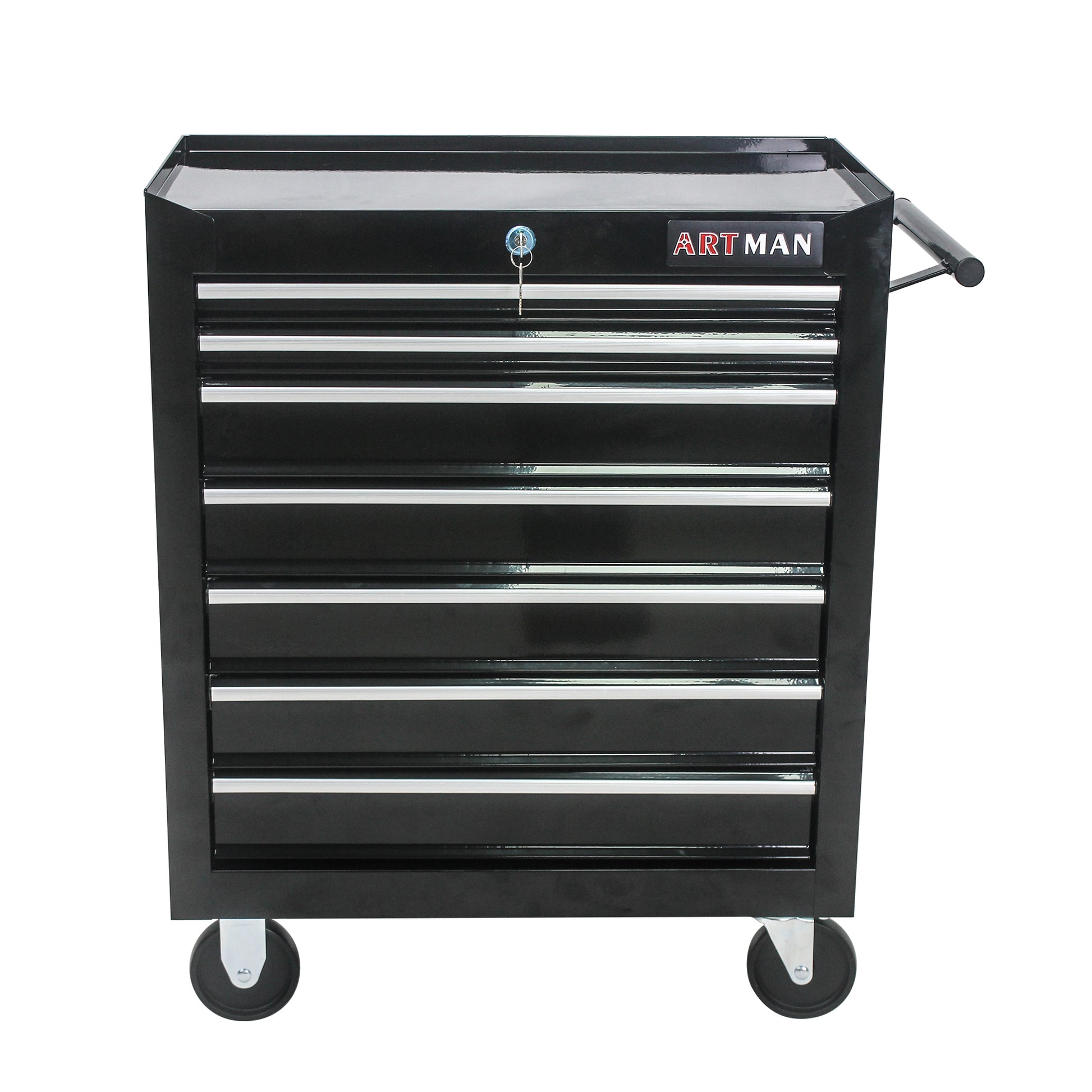 7 Drawers Multifunctional Tool Cart With Wheels Black Black Steel