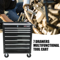 7 Drawers Multifunctional Tool Cart With Wheels Black Black Steel
