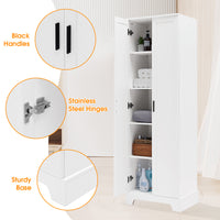 Storage Cabinet With Two Doors For Bathroom, Office, Adjustable Shelf, Mdf Board, White White Mdf