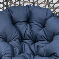 Hanging Swing Egg Chair With Stand,Outdoor Patio Wicker Tear Drop Shape Hammock Chair With Cushion Navy Blue Yes Deep Seating Navy Blue Weather Resistant Frame Water Resistant Cushion Garden & Outdoor Boho Complete Patio Sets Iron Plastic Pe Rattan Iron