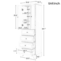 Storage Cabinet With 2 Doors And 4 Drawers For Bathroom, Office, Adjustable Shelf, Mdf Board With Painted Finish, Grey Grey Mdf