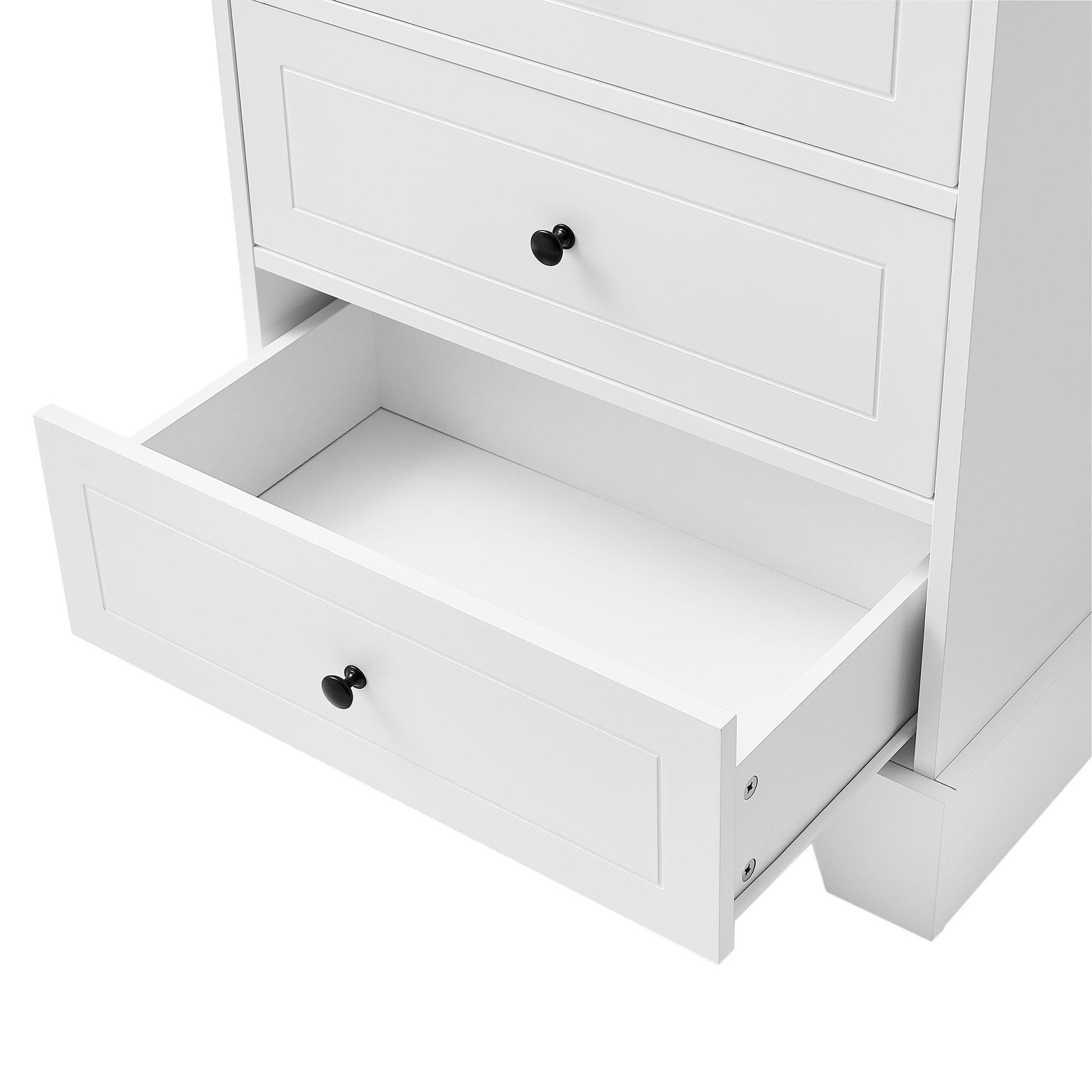 Storage Cabinet With 2 Doors And 4 Drawers For Bathroom, Office, Adjustable Shelf, Mdf Board With Painted Finish, White White Mdf