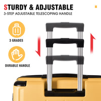 Luggage Sets 3 Piece, Expandable Hard Shell Abs Suitcases With Double Spinner, Travel Luggage Set With Tsa Lock 20 24 28Inch, Yellow Yellow Abs