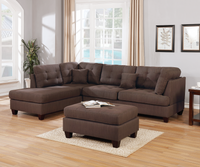 3 Pcs Sectional In Black Coffee Coffee Fabric