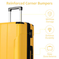 Luggage Sets 3 Piece, Expandable Hard Shell Abs Suitcases With Double Spinner, Travel Luggage Set With Tsa Lock 20 24 28Inch, Yellow Yellow Abs