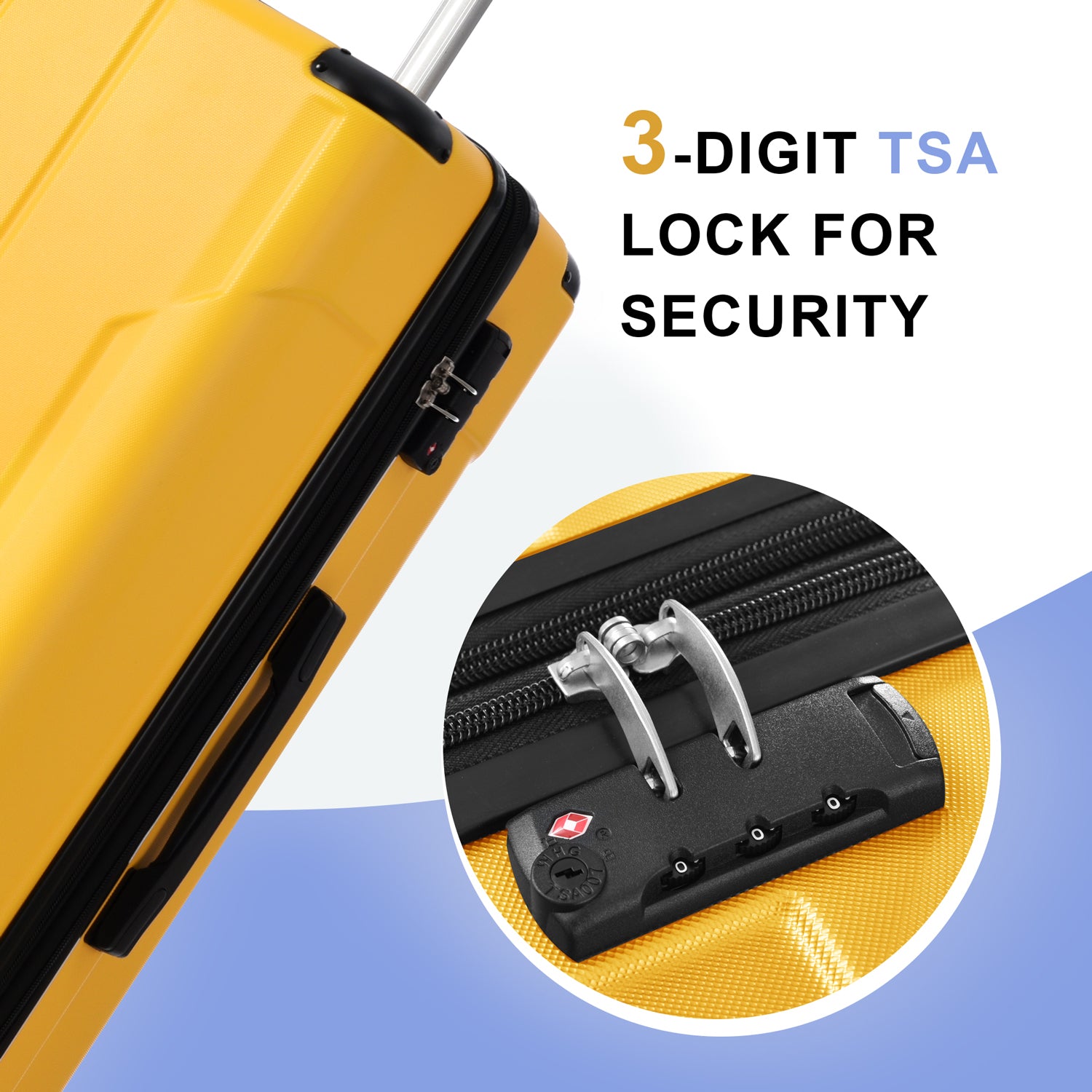 Luggage Sets 3 Piece, Expandable Hard Shell Abs Suitcases With Double Spinner, Travel Luggage Set With Tsa Lock 20 24 28Inch, Yellow Yellow Abs