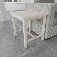 Durable Outdoor End Table Solid Aluminum Construction, Whitewashed Birch Look Natural Charm, Adjustable Levelers Light Gray Aluminium