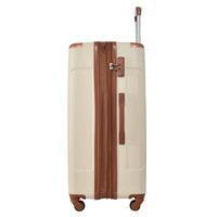 Hardshell Luggage Sets 3 Pcs Spinner Suitcase With Tsa Lock Lightweight 20''24''28'' Brown White Abs