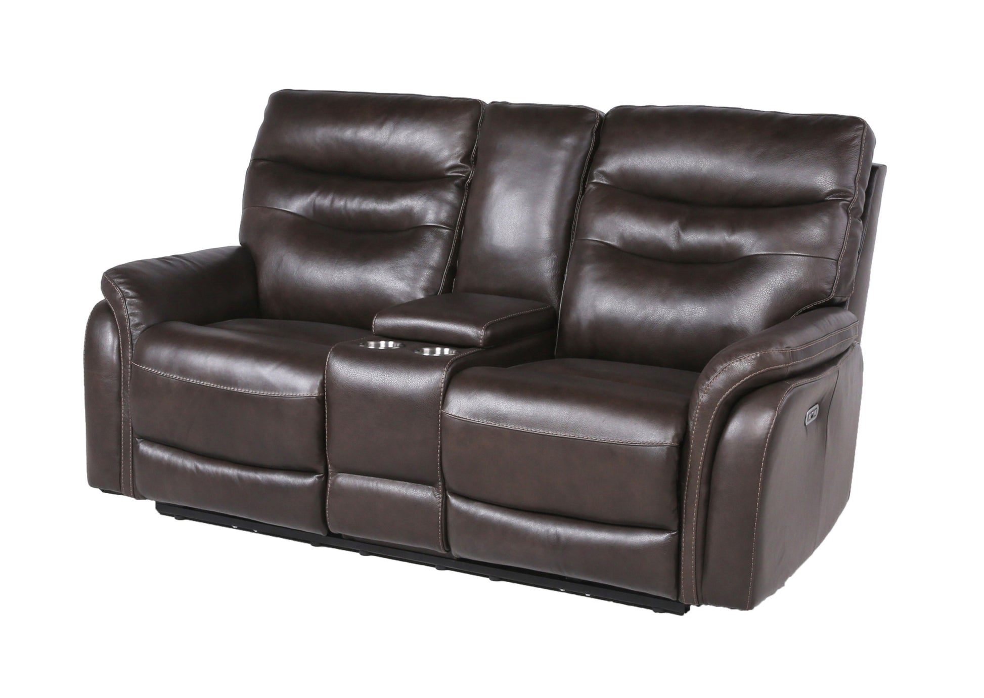 Contemporary Recliner Console Loveseat Coffee Coffee Or Wine Color Options Power Reclining, Usb Port Coffee Foam Leather