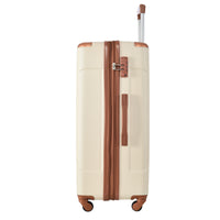 Hardshell Luggage Spinner Suitcase With Tsa Lock Lightweight Expandable 28'' Single Luggage Brown White Abs