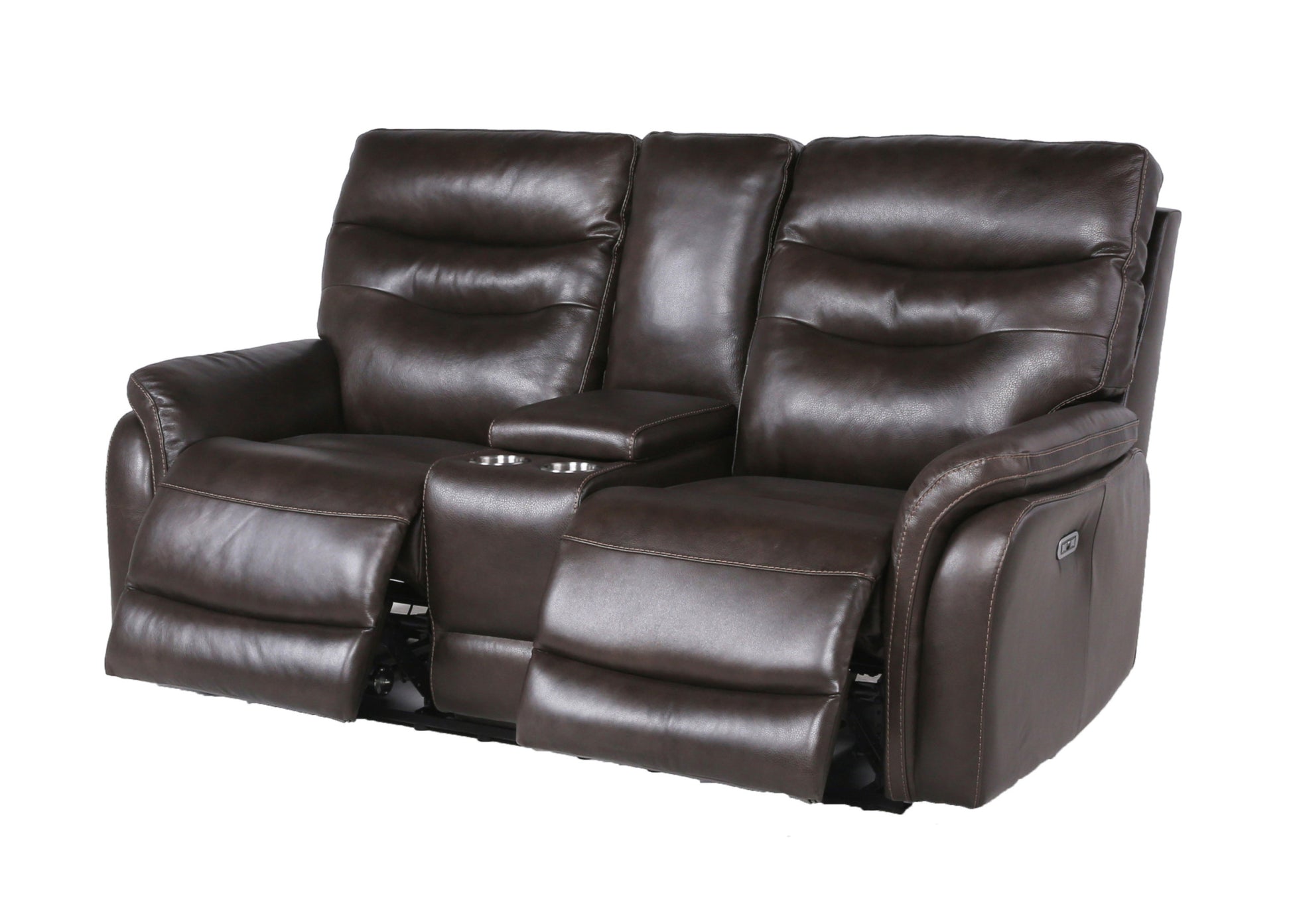 Contemporary Recliner Console Loveseat Coffee Coffee Or Wine Color Options Power Reclining, Usb Port Coffee Foam Leather