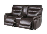 Contemporary Recliner Console Loveseat Coffee Coffee Or Wine Color Options Power Reclining, Usb Port Coffee Foam Leather