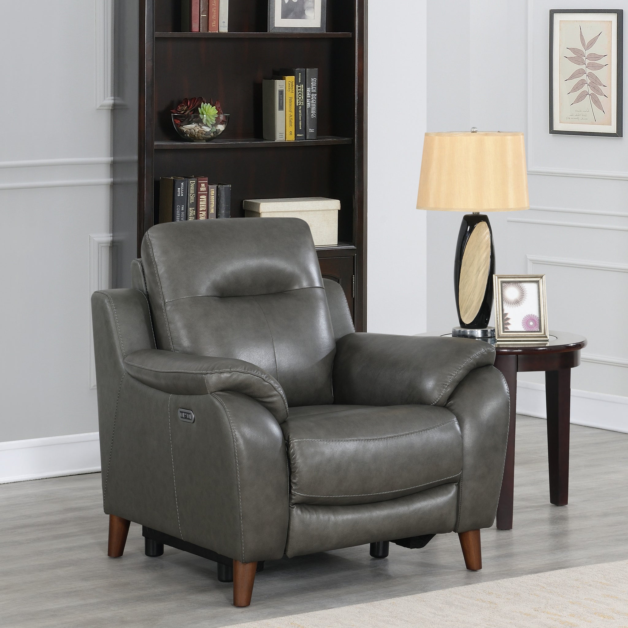 Trento Pwr Pwr Recliner Charcoa Charcoal Grey Foam Leather