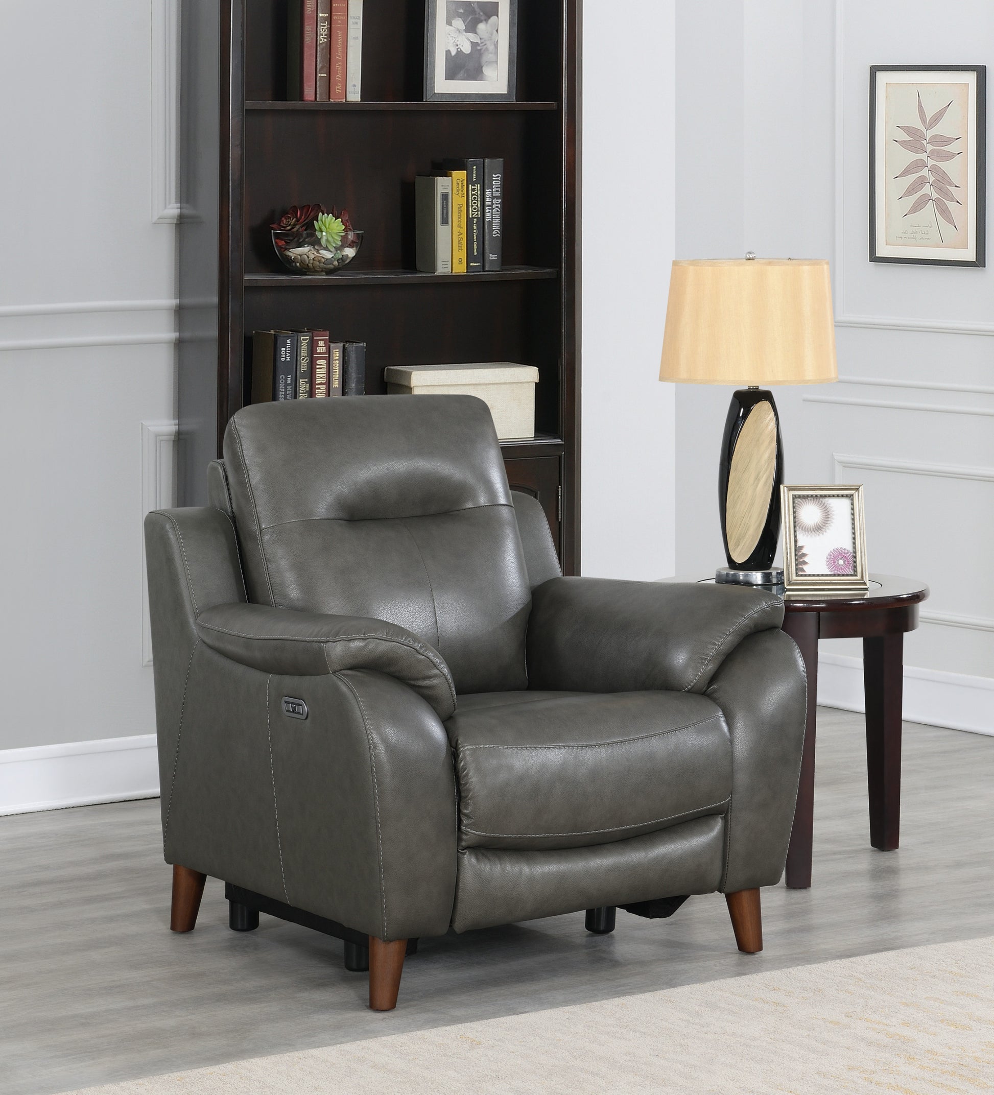 Trento Pwr Pwr Recliner Charcoa Charcoal Grey Foam Leather