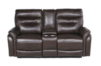 Contemporary Recliner Console Loveseat Coffee Coffee Or Wine Color Options Power Reclining, Usb Port Coffee Foam Leather