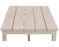 Durable Aluminum Coffee Table Solid Construction, Weather Resistant Surface Whitewashed Birch Look, Dual Stretchers Light Gray Aluminium