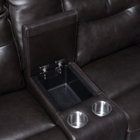 Contemporary Recliner Console Loveseat Coffee Coffee Or Wine Color Options Power Reclining, Usb Port Coffee Foam Leather