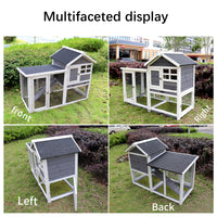 Deluxe Wooden Chicken Coop Hen House Rabbit Wood Hutch Poultry Cage Habitat Gray Solid Wood