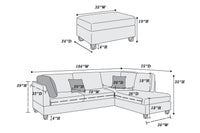 3 Pc Sectional In Gray Gray Fabric