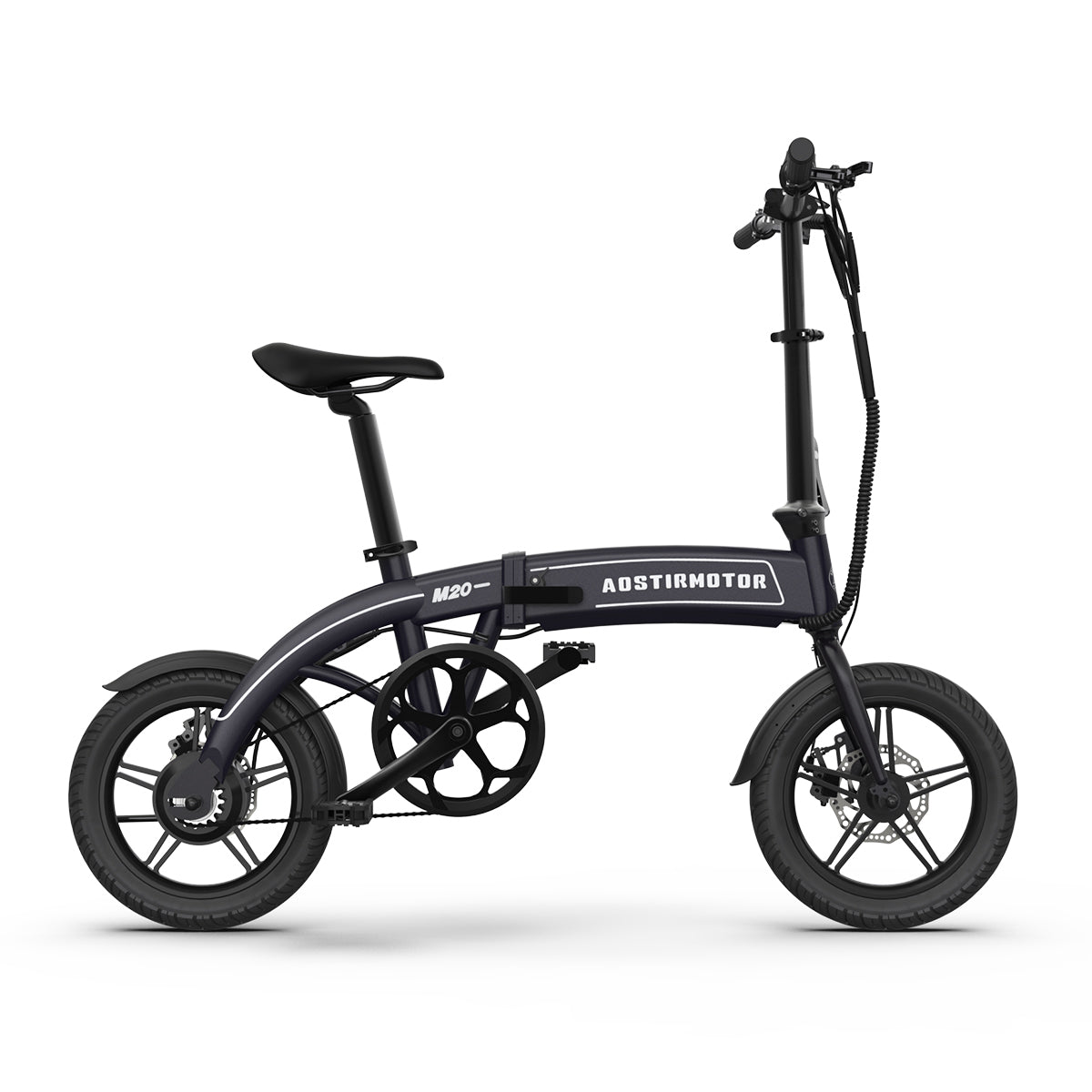 Aostirmotor 14" Electric Bike,350W 7.5Ah 36V E Bike, Lightweight Folding Electric Bicycles For Adult Black Grey Aluminium Alloy