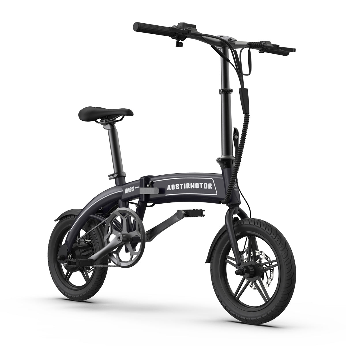 Aostirmotor 14" Electric Bike,350W 7.5Ah 36V E Bike, Lightweight Folding Electric Bicycles For Adult Black Grey Aluminium Alloy