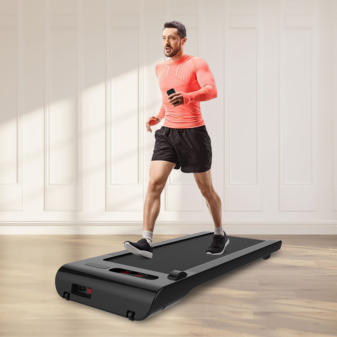 Walking Pad Treadmill Under Desk Under Desk Treadmill For Office Home,2 In 1 Desk Treadmill Space Saving With Treadmill Mat,Remote Control,Led Display. Indoor Fitness Black Without Portable Office American Design Multifunctional Abs Steel Q235