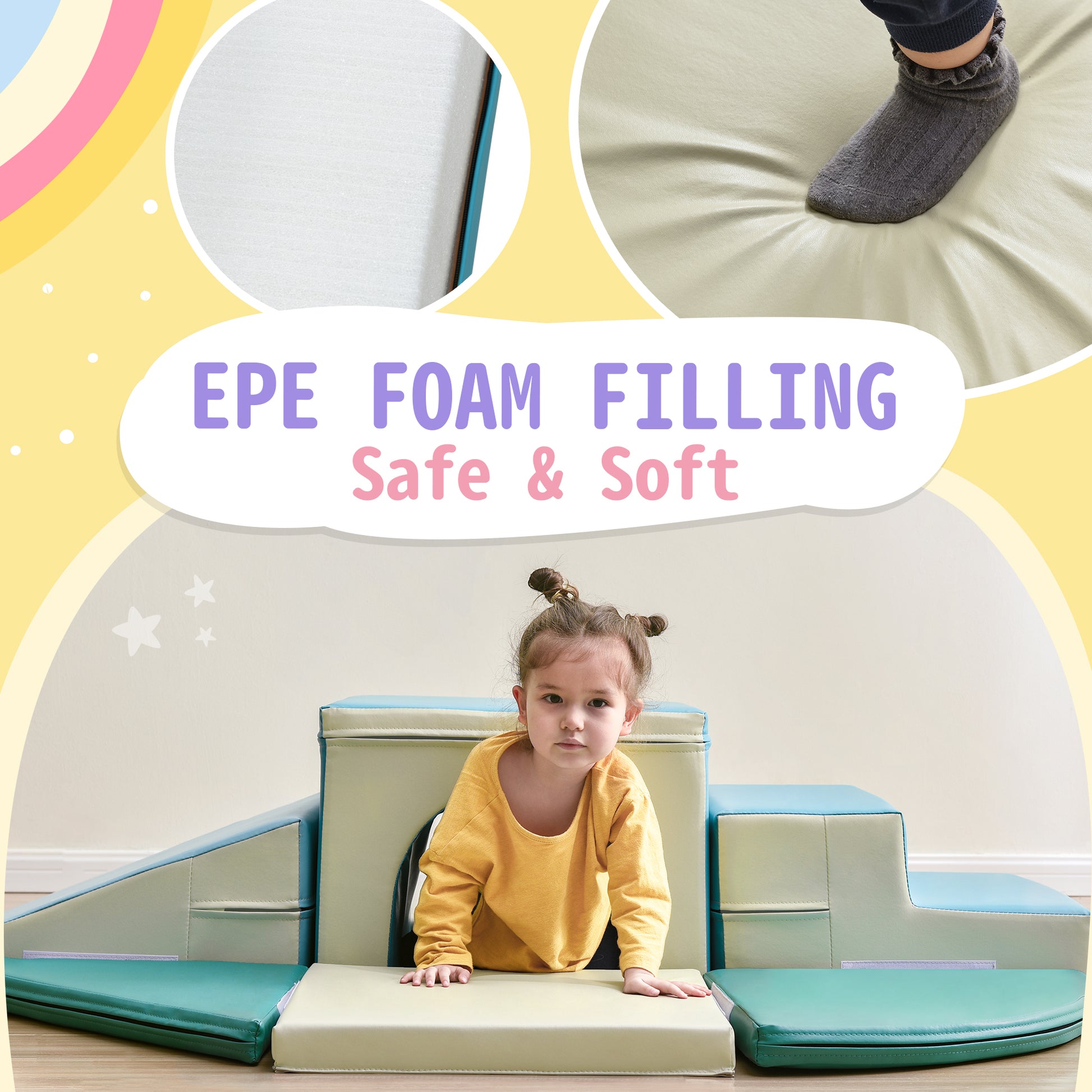 Soft Climb And Crawl Foam Playset 9 In 1Safe Soft Foam Nugget Block For Infants, Preschools, Toddlers, Kids Crawling And Climbing Indoor Active Play Structure Colorful Foam