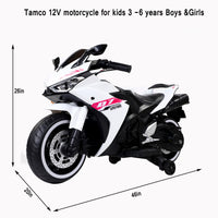 Tamco Electric Motorcycle 12V Kids Toys Motorcycle Kids Electric Car Electric Ride On Toys For 3 4 5 6 Years Boys Girls With Training Wheels Manual Throttle Drive By Hand Lightting Wheels White 50 99 Lbs Plastic Indoor & Outdoor Use