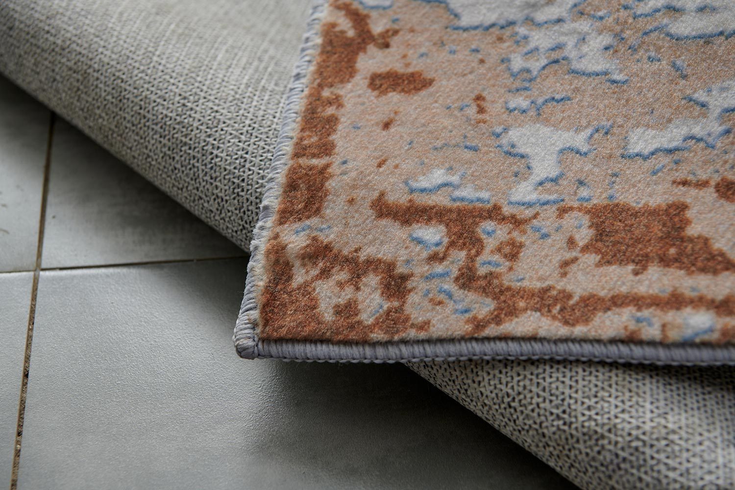 Zara Collection Abstract Design Gray Brown Rust Machine Washable Super Soft Area Rug Multicolor Polyester