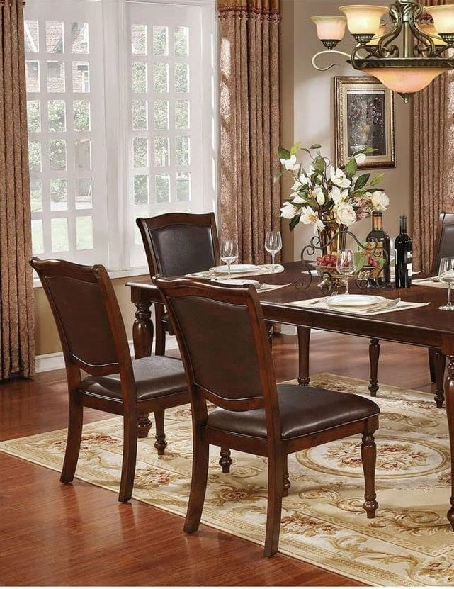 Luxurious Traditional Dining Chairs Brown Cherry Solid Wood Espressoseat Set Of 2Pc Side Chairs Turned Legs Kitchen Dining Room Cherry Brown Dining Room Traditional Dining Chairs Solid Back Solid Wood