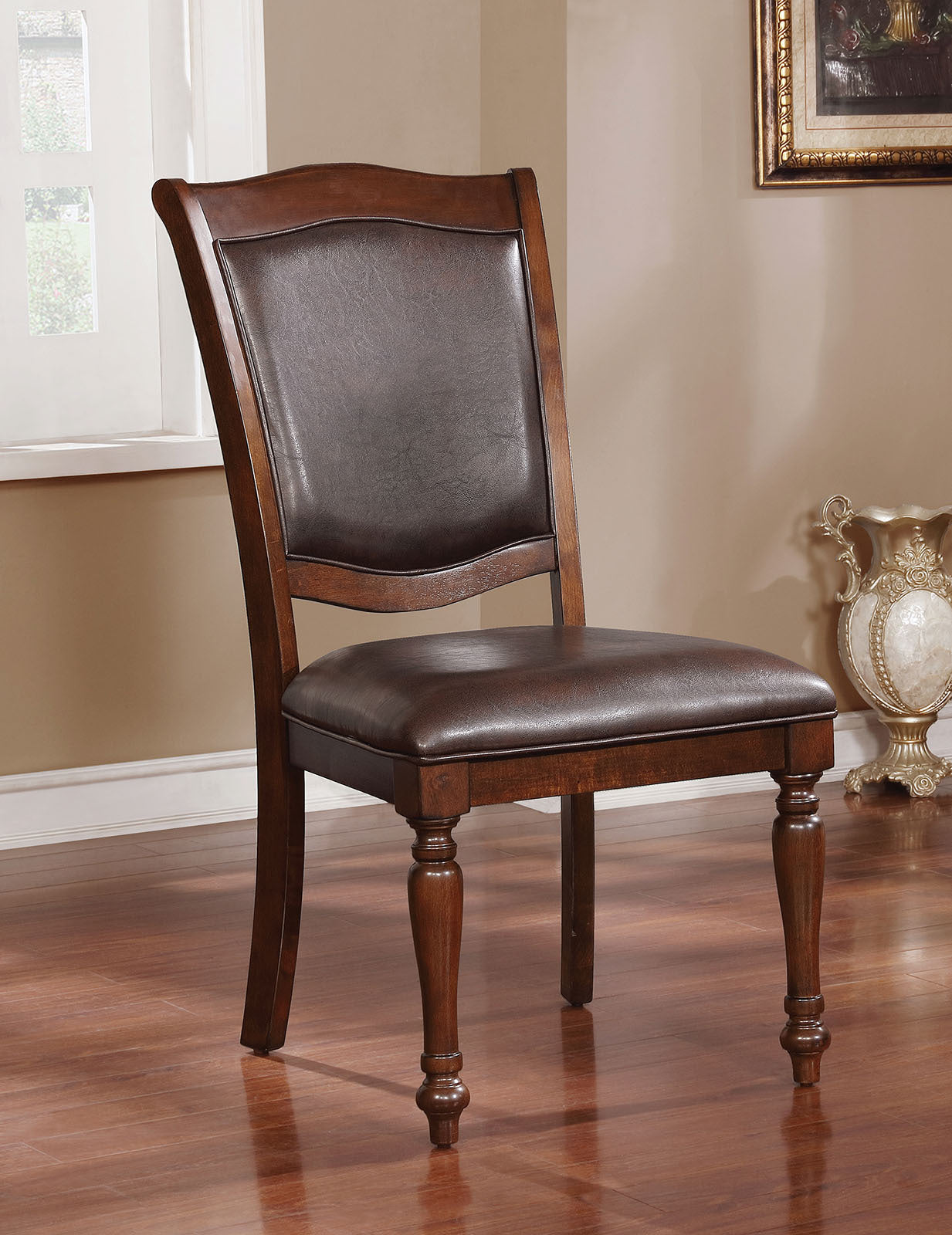 Luxurious Traditional Dining Chairs Brown Cherry Solid Wood Espressoseat Set Of 2Pc Side Chairs Turned Legs Kitchen Dining Room Cherry Brown Dining Room Traditional Dining Chairs Solid Back Solid Wood