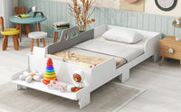 Car Shaped Twin Wood Bed With Bench,White Twin White Wood Bedroom American Design Pine Kids Pine