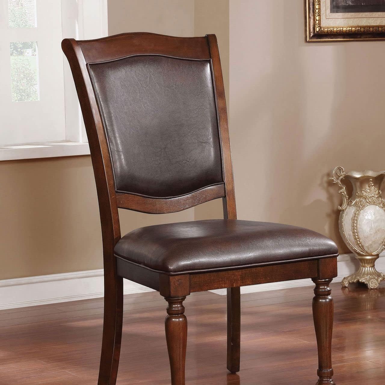 Luxurious Traditional Dining Chairs Brown Cherry Solid Wood Espressoseat Set Of 2Pc Side Chairs Turned Legs Kitchen Dining Room Cherry Brown Dining Room Traditional Dining Chairs Solid Back Solid Wood